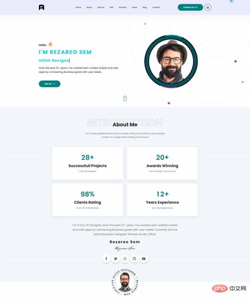 資深創(chuàng)意設(shè)計(jì)開(kāi)發(fā)師簡(jiǎn)歷網(wǎng)頁(yè)模板免費(fèi)下載 前端模板 php中文網(wǎng)源碼